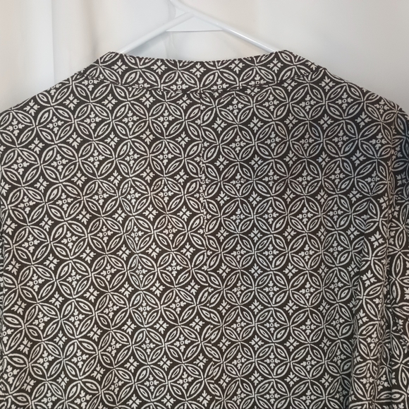 Talbots 20W Swing Jacket Single Button Cropped Stamp Pattern Olive Brown Canvas - Picture 8 of 14